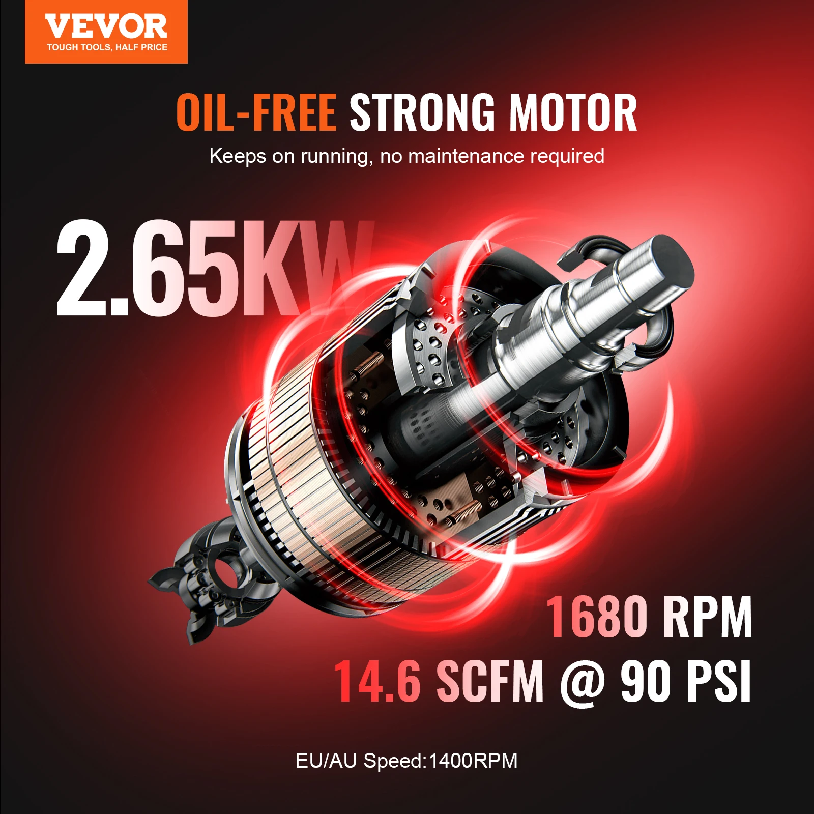 Sprężarka powietrza VEVOR 750W/1450W/3000W bezolejowa sprężarka powietrza cicha przenośna pompa sprężarki do naprawy samochodów 