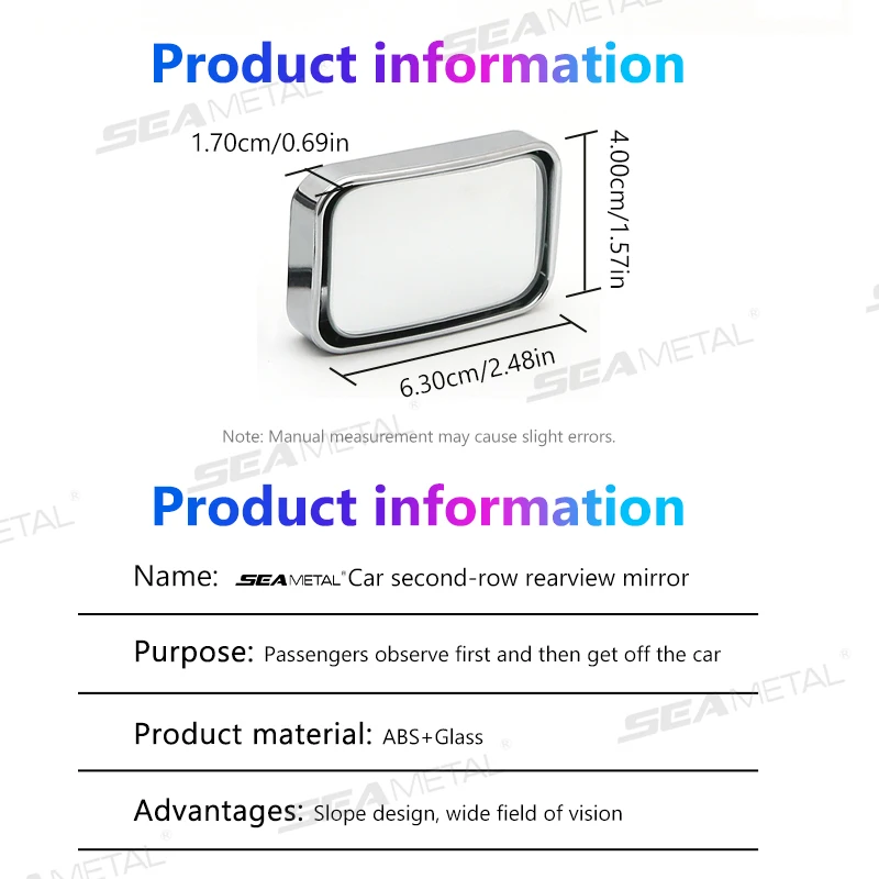 SEAMETAL 2szt Lusterko wsteczne do tylnego pasażera Szkło HD Szerokokątne wypukłe lusterko Regulowane samochodowe lusterko wstec