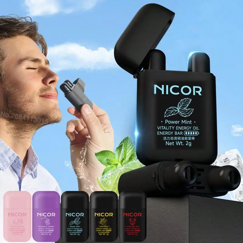 Inhalator do nosa mięta nos łagodzi nieżyt nosa zmęczenie witalność olejek eteryczny miętowy sztyft energetyczny winogrono brzos