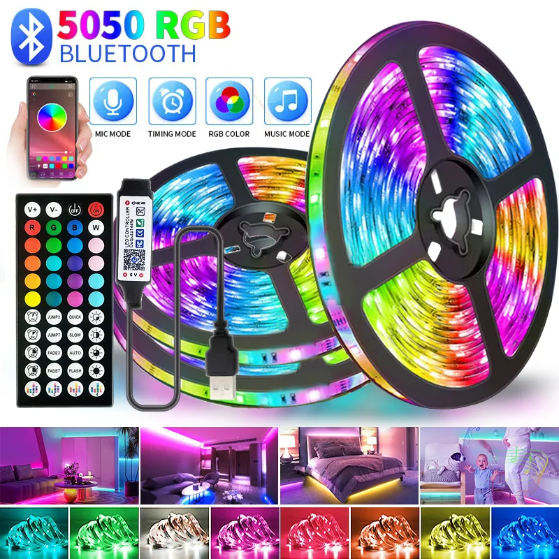Taśma Led 5V 5050 Usb Rgb Led Strip Light Do Pokoju Tv Smart Bluetooth Led Backlight 5M 10 Meter Ice String Led Wall Room Decor