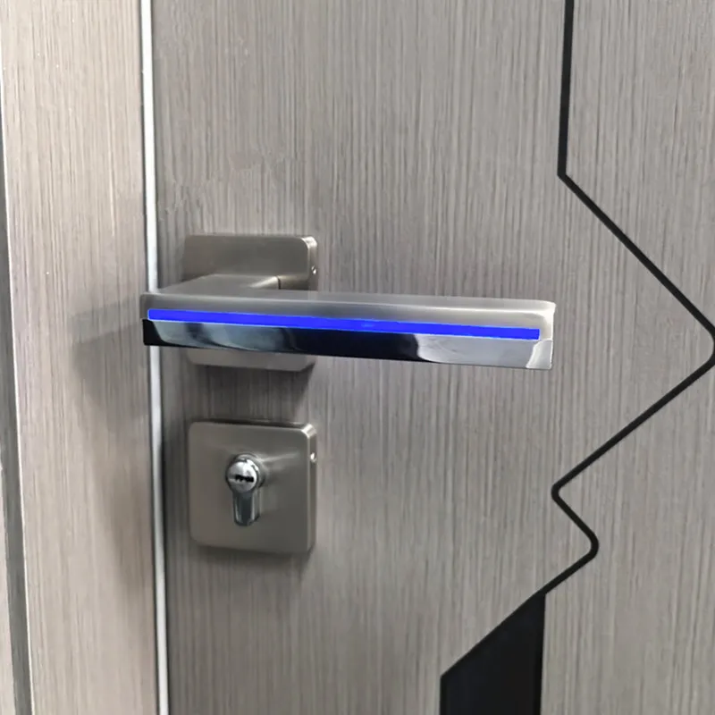 Klamki do drzwi LED do drzwi wewnętrznych Rozeta ze stopu cynku i zestaw dźwigni do drzwi Drewniany zamek przejściowy do sypialn