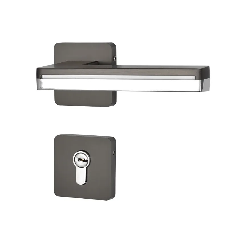 Klamki do drzwi LED do drzwi wewnętrznych Rozeta ze stopu cynku i zestaw dźwigni do drzwi Drewniany zamek przejściowy do sypialn