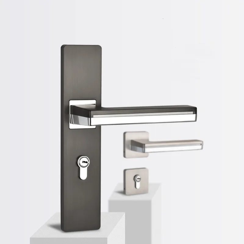 Klamki do drzwi LED do drzwi wewnętrznych Rozeta ze stopu cynku i zestaw dźwigni do drzwi Drewniany zamek przejściowy do sypialn