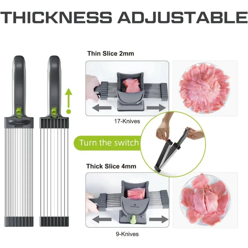 Krajalnica do mięsa do świeżego surowego mięsa Tasak kuchenny ze stali nierdzewnej Regulowana grubość 2 mm i 4 mm do zastawy sto