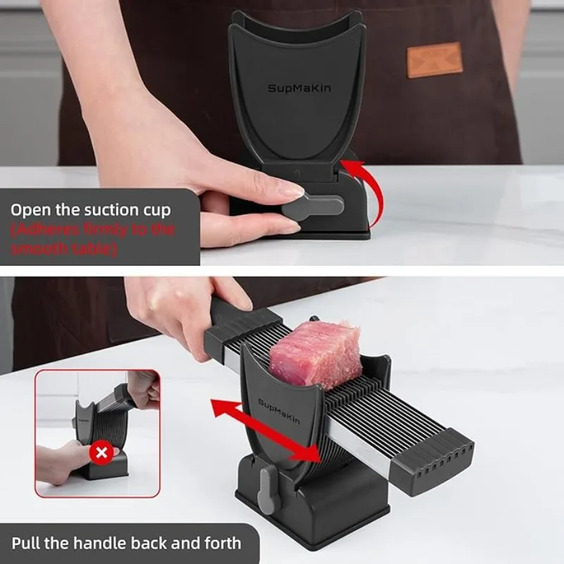 Krajalnica do mięsa do świeżego surowego mięsa Tasak kuchenny ze stali nierdzewnej Regulowana grubość 2 mm i 4 mm do zastawy sto