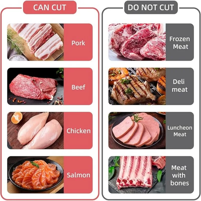 Krajalnica do mięsa do świeżego surowego mięsa Tasak kuchenny ze stali nierdzewnej Regulowana grubość 2 mm i 4 mm do zastawy sto