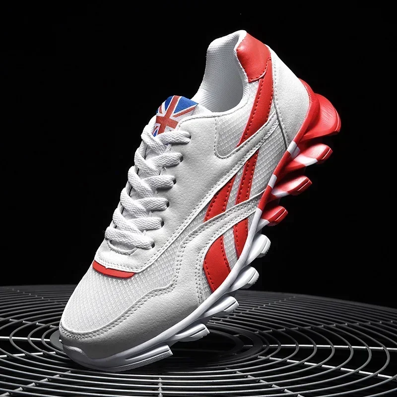 Trend marki rozmiar 46, 47, 48, męskie, odporne na zużycie, amortyzujące trampki fitness z grubą podeszwą, oddychające buty do b