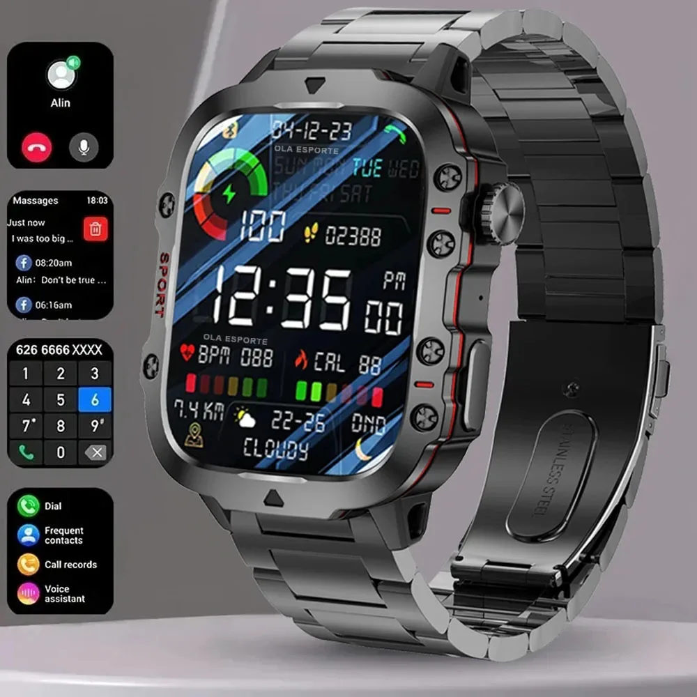 2025 Nowy dla Xiaomi Wojskowy inteligentny zegarek Mężczyźni IP68 5ATM Outdoor Sports Fitness Tracker Monitor zdrowia 1,81 cala 