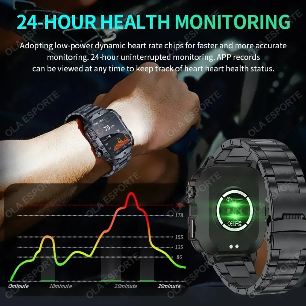 2025 Nowy dla Xiaomi Wojskowy inteligentny zegarek Mężczyźni IP68 5ATM Outdoor Sports Fitness Tracker Monitor zdrowia 1,81 cala 