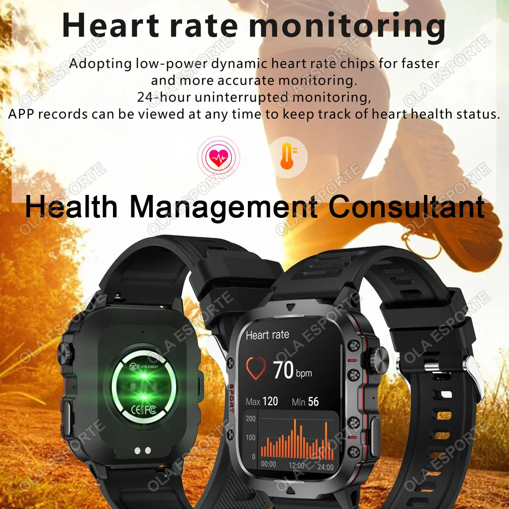 2025 Nowy dla Xiaomi Wojskowy inteligentny zegarek Mężczyźni IP68 5ATM Outdoor Sports Fitness Tracker Monitor zdrowia 1,81 cala 