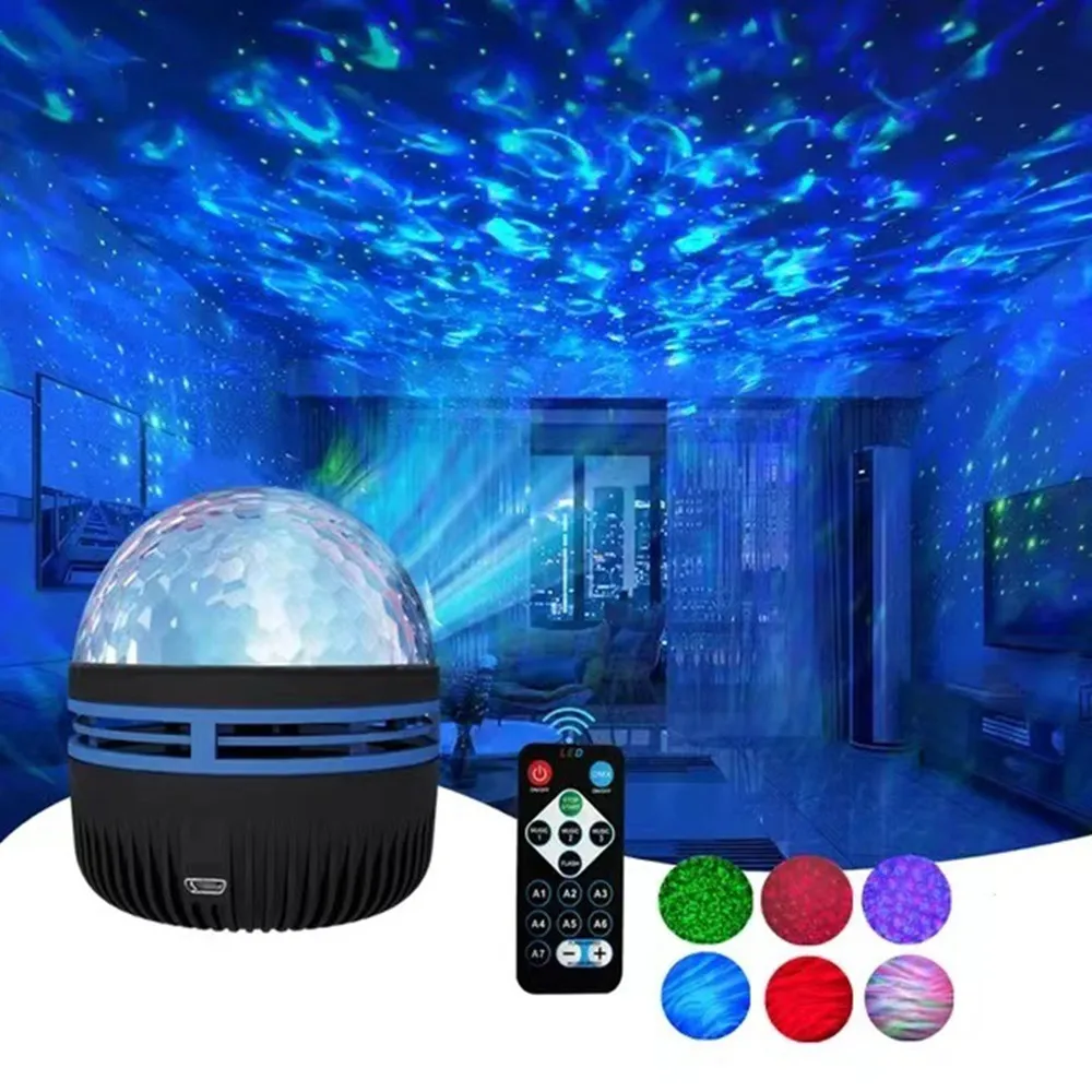 Projektor USB Galaxy Aurora RGB 5V Lampki nocne Automatycznie obracający się dźwięk Aktywowany pilot DMX Dekoracje pokoju kina d