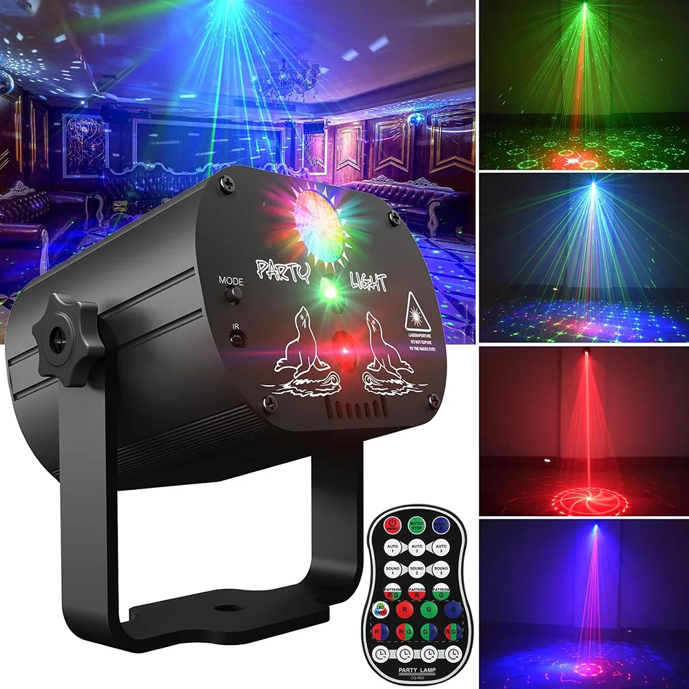 60 wzorów Mini disco disco oświetlenie sceniczne efekt sterowania głosem projektor laserowy USB lampa stroboskopowa do domu park