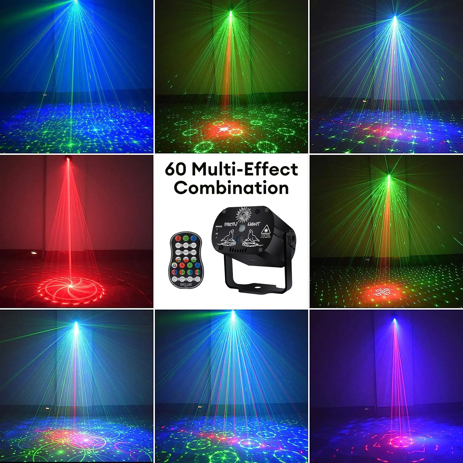 60 wzorów Mini disco disco oświetlenie sceniczne efekt sterowania głosem projektor laserowy USB lampa stroboskopowa do domu park