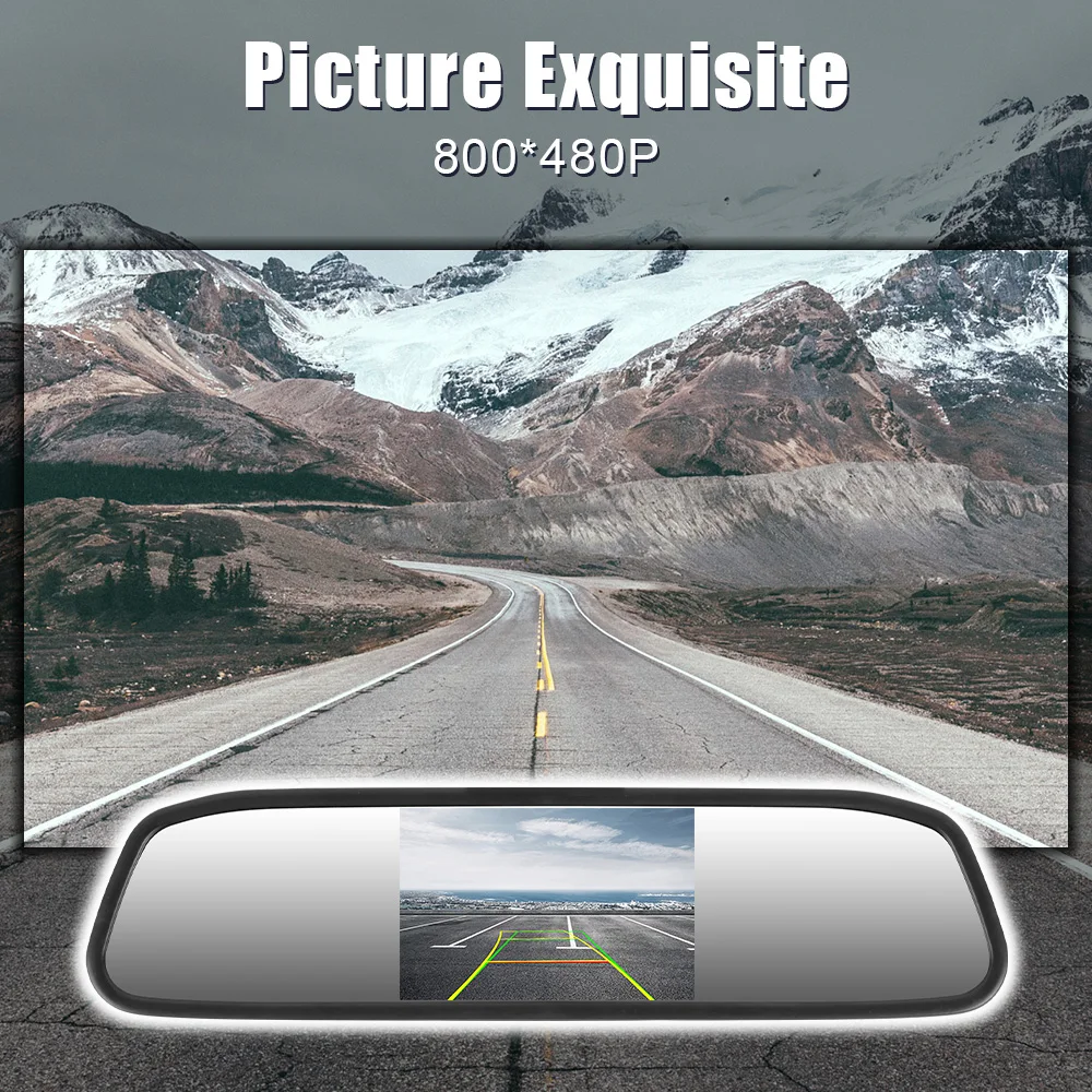 Odtwarzacz samochodowy 12V Lusterko wewnętrzne Kamera cofania Monitor parkowania 4,3-calowy ekran HD DVD Wyświetlacz wideo PDC P