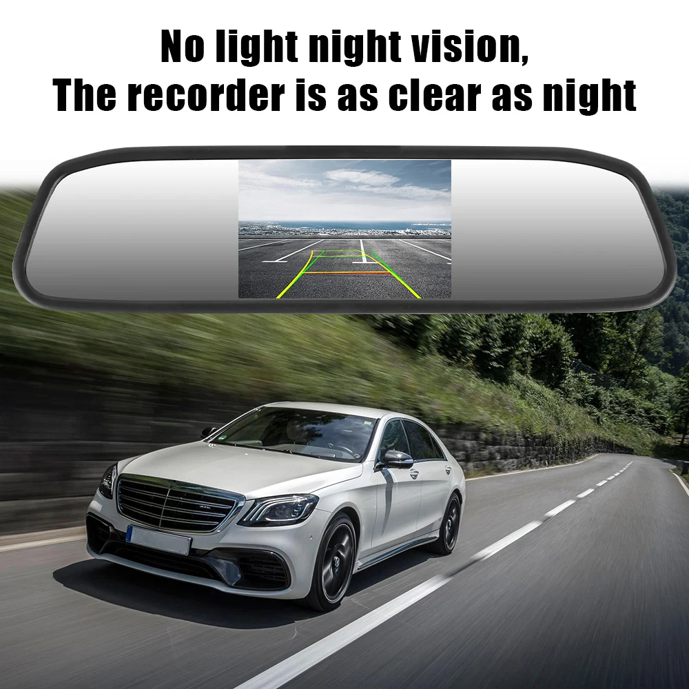 Odtwarzacz samochodowy 12V Lusterko wewnętrzne Kamera cofania Monitor parkowania 4,3-calowy ekran HD DVD Wyświetlacz wideo PDC P