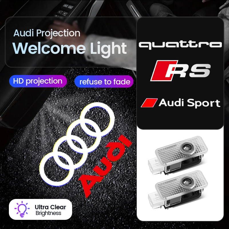 Logo LED drzwi samochodowych Światło powitalne do Audi A4 B5 B6 B7 B8 B9 A1 A3 8V 8P 8L A6 C5 C6 C7 A5 A7 A8 Q3 Q5 Q7 TT S3 S6 S