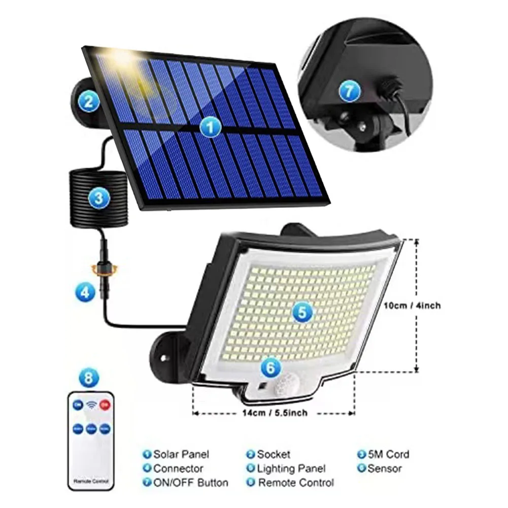 106/318LED lampa słoneczna COB kinkiet Motion lampa solarna z czujnikiem wodoodporny odkryty światło słoneczne ogrodzenia światł